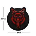 Taktischer Wolf Aufnäher Klettverschluss Abzeichen 8.5x8cm rot schwarz Moral Patch - Reflektierender Runder Wolfskopf (M00320-2)