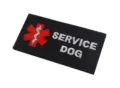 Black Service Dog Embroidered Velcro Patch Badge with Red Star of Life for Dog Vest - Service Dog Rectangle Patch (Black/White)