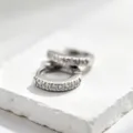 S925 sterling silver paved zirconia huggie earrings, sparkling small hoop earrings for daily wear. - 925 Silver / K1315 White Gold Color