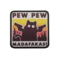 Cat pew pew embroidered morale patch tactical hook and loop badge for clothing apparel. - Woven Pew Pew Cat Patch (Yellow)