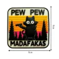 Funny black cat pew pew madafakas PVC patch tactical morale badge for clothing backpack 8x8cm - P00439-1 PVC PEW PEW Cat (Naughty Yellow Cat #1)