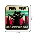 Funny black cat tactical morale patch PVC embroidery badge 7.8cm for clothes backpack - P00439-2 PVC PEW PEW Cat (Green Spirited Cat #4)