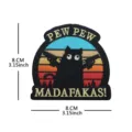 Funny black cat holding guns embroidered patch, tactical morale badge for jackets and hats. - V01730-5 Embroidered PEW PEW (Irregular Kitten White Eyes)