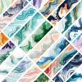 Gedetailleerd overzicht van kleurrijke fluid art marmeren bladwijzers set, papierontwerp. - 30 Stuks/Verpakking
