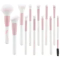 Set de 12 pinceaux de maquillage avec manches en marbre rose et poils dégradés doux - Rose Ciel (Sac OPP)