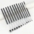 Kit de 12 pinceaux de maquillage noirs professionnels avec poils synthétiques doux - Ensemble de Pinceaux à Paupières Noir et Argent