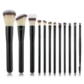 Professionele 12-delige zwarte make-up borstelset voor foundation en oogschaduw - 12-delig Zwart OPP-tas / 12 Stuks