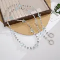 Elegant light blue star crystal beaded crossbody phone strap with silver ring clasps - Blue (K5394)