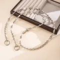 Silver beaded crossbody phone chain with crystal charms - Silver (K6400)