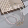 Elegant pink crystal beaded crossbody phone strap with iridescent butterfly charms - Pink (K6521)