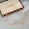 Luxury champagne crystal beaded phone strap with gold rings and pink heart charms. - Champagne (K6591)