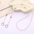 Pink and crystal beaded cross-body phone lanyard with flower charms - Pink (K5147)