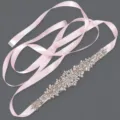 Elegant pink satin bridal sash belt with vintage floral crystal rhinestone pattern - Versatile Style (WS-J205SPINK)