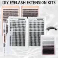 Komplettes DIY-Wimpernverlängerungs-Set mit 544 D-Curl Clustern und nötigem Zubehör - 544 Cluster D-Schwung Weißes Set (Inklusive Kleber/Pinzette/Bürste)