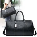 Schwarze Reisetasche aus gewebtem Leder für Business - Gewebt Schwarz