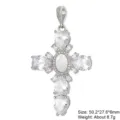 Versilberter Kupfer-Kreuzanhänger mit Zirkonia und Jungfrau Maria, Gewicht ca. 8,7g. - Rosa Cameo Religiöses Kreuz Anhänger Nur (Ohne Kette) (13) / 50.2x27.6x6mm / Gold