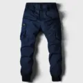 Pantalon cargo jogger bleu marine pour homme avec taille élastique à cordon et poches. - Bleu foncé