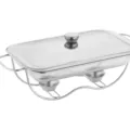 Rectangular glass chafing dish buffet warmer with silver stainless steel stand - 2.0L Rectangular Silver