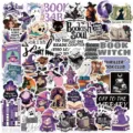 Detailed view of bookish sticker pack featuring gothic witch and reading designs. - 50 Pieces/Pack