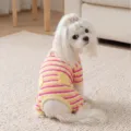 Colorful Striped Four-Leg Dog Jumpsuit with Pockets Summer Thin Pet Clothes Homewear - XS (Recommended Weight 0.5-1.5kg) / Oli Pink