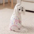 Cute dog four-legged jumpsuit with colorful hearts and pink pockets for small pets spring summer. - XS (Recommended Weight 0.5-1.5kg) / Miya White