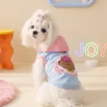 Summer breathable small dog vest, blue and pink hoodie style with cute puppy print, perfect for puppies. - XS (1-3 lbs) / Bondi Blue