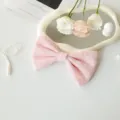 Pink velvet bow accessory for DIY crafts, floral bouquets, and elegant gift box packaging. - Creamy Style Bowknot (Small) / 5 Pieces / Pink