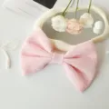 Pink velvet bowknot DIY decorative accessory, perfect for gift boxes and floral crafts. - Creamy Style Bowknot (Large) / 5 Pieces / Pink