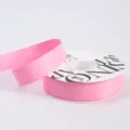 Pink satin ribbon variant, solid color double face fabric roll for gift wrapping. - 2.5cm / Peach