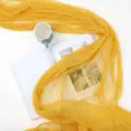 Yellow pleated mesh fabric photo backdrop prop for floral decoration table cloth display style - Turmeric