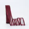 Burgundy sheer organza ribbon 2.5cm wide with solid edges for DIY crafts and floral gift wrapping. - 2.5cm*20 Yards / Dark Red