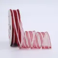 Red sheer organza ribbon with white edges 2.5cm wide for gift wrapping and DIY crafts. - 2.5cm*20 Yards / Burgundy