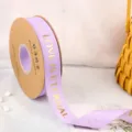 1cm Gold Stamped Ribbon DIY Bouquet Gift Wrapping Decorative Grosgrain Ribbon Purple - Width 2.5cm * Length 45 Yards / Light Purple