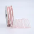 Pink striped organza ribbon 2.5cm wide for flower bouquet wrapping and gift box decoration DIY. - 2.5cm*20 Yards / Korean Pink
