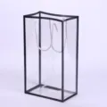 Transparent PVC flower gift bag featuring black border and silver rope handles for floral bouquets. - 5 Pieces/Pack (12*20*36.5cm) / Black