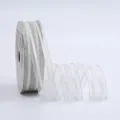 2.5cm sheer ribbon with white stripes, perfect for flower wrapping, gift bows and DIY crafts. - 2.5cm*20 Yards / Light Gray