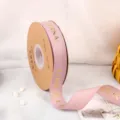 1cm pink hot stamping ribbon with ETERNAL print for DIY bouquet gift wrapping and decoration. - Width 2.5cm * Length 45 Yards / Lotus root pink