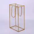Transparent PVC flower gift bag with golden border and chic handles for romantic bouquets. - 5 Pieces/Pack (12*20*36.5cm) / Gold