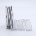 2.5cm grey sheer ribbon with white stripes for floral wrapping and DIY hair bows. - 2.5cm*20 Yards / Dark Gray