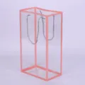 Clear PVC flower gift bag with pink border and silver handles, ideal for bouquet packaging. - 5 Pieces/Pack (12*20*36.5cm) / Pink