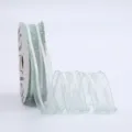 Sheer organza ribbon with white stripes for gift wrapping, floral bouquets, and DIY crafts. - 2.5cm*20 Yards / Celadon