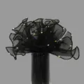 Black Korean flower wrapping mesh with LED lights, pleated wavy tulle for bouquet packaging. - Glowing Wave Mesh / 25cm*2 Meters / Black