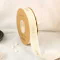 Beige Grosgrain Ribbon 1cm Gold Stamped Bow Wrapping Gift Decorative Ribbon Variant - Width 2.5cm * Length 45 Yards / Off White