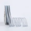 Sheer ribbon with white stripes, 2.5cm wide organza ribbon for gift wrapping, crafts. - 2.5cm*20 Yards / Dusky Blue