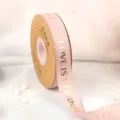 Pink 1cm grosgrain ribbon with gold foil stamping for gift wrapping bouquet decoration DIY - Width 2.5cm * Length 45 Yards / Rose Gold