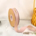 Pink gold stamped ribbon 1cm DIY bow floral gift wrapping ribbon craft supply roll - Width 2.5cm * Length 45 Yards / Taro