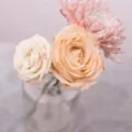 Fresh cut roses and flowers in glass vase, elegant floral arrangement for home decor. - Brown / 250ML