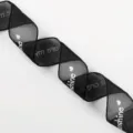 Black sheer ribbon 2.5cm with sunshine print, ideal for floral wrapping and DIY bows. - Black
