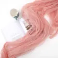 Pink pleated tulle fabric variant, perfect photography background cloth and floral wrapping mesh decor. - Blush