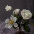 Elegant dyed artificial flower arrangement in glass vase aesthetic home decor ornament - Crystal Blue / 250ML